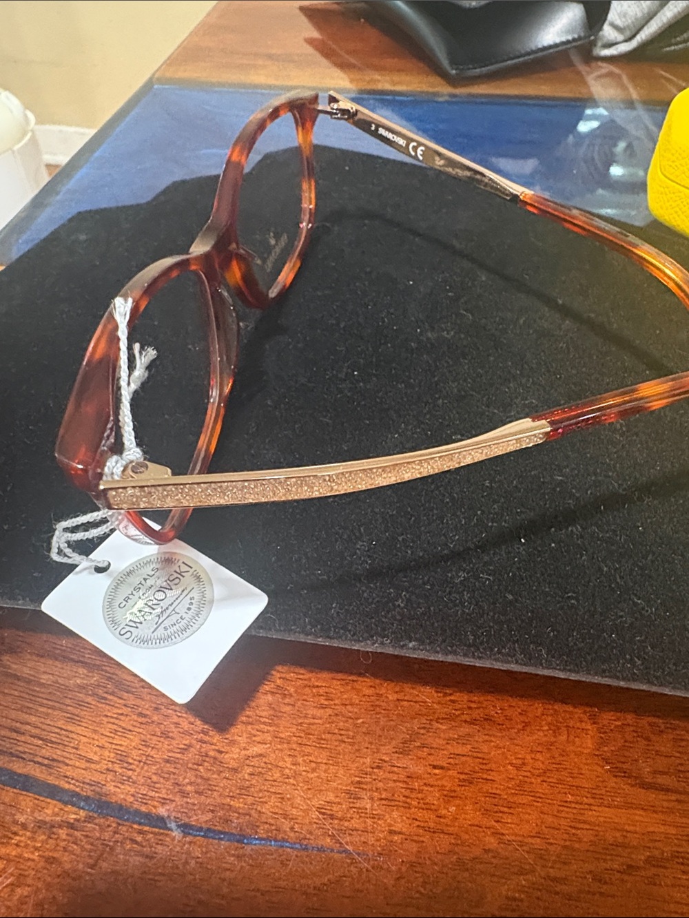 Swarovski Tortoiseshell Glasses with Gold Crystal-Embellished Arms- RX FRAMES